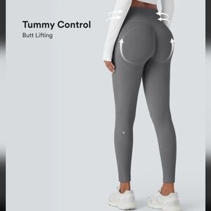 Seamless M 7/8 High Waisted Tummy Control Butt Lifting Yoga Leggings Grey NWT